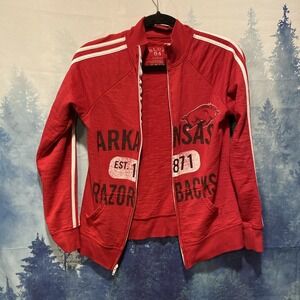 Blue 84 NCAA Arkansas Razorbacks Women's Gracie Confetti Raglan Tee, Large, C...